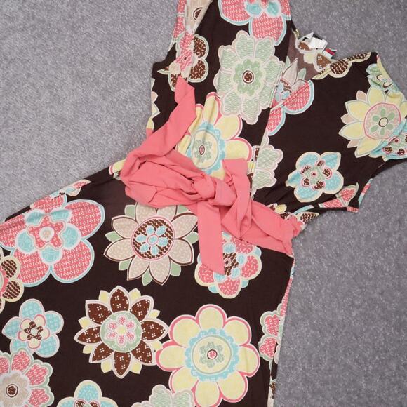 VTG Jody California Made in USA Floral PTP 15in Mulitcolor MidLength Retro Dress - Picture 8 of 11